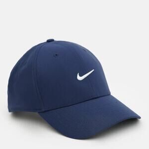 Nike Dri Fit Rise Club Navy White Swoosh Cap Hat Unisex M/L Adult FV5563 410